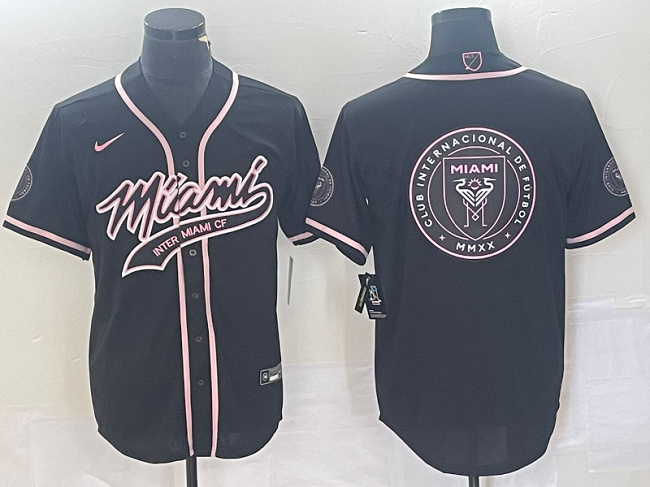 Men's Inter Miami CF Black Team Big Logo Cool Base Stitched Jersey Men's Inter Miami CF Black Team Big Logo Cool Base Stitched Jersey